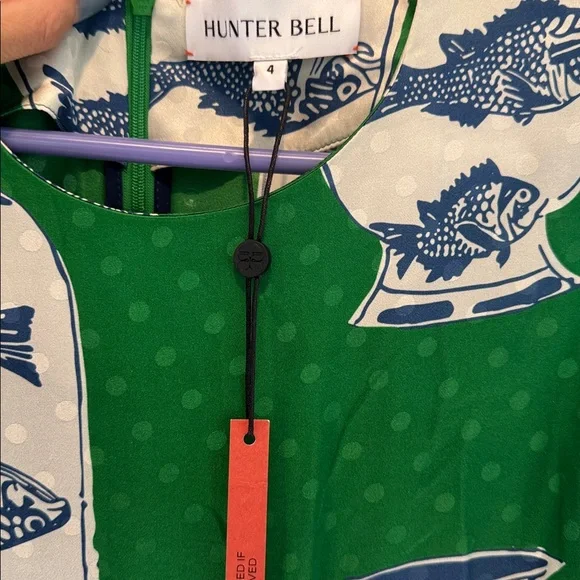 Hunter Bell Green and Blue Fish Print Dress (Valerie Dress) - Picture 2 of 4